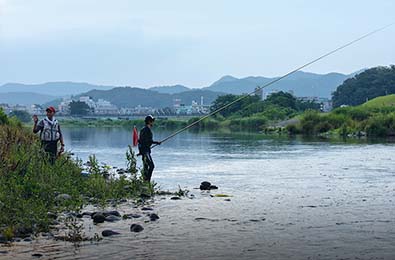 渡良瀬川での釣り